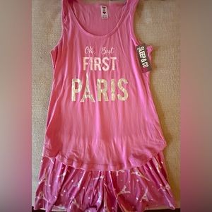 NWT Sleep & Co Baby Pink “Ok, But First Paris” Pajama Set.